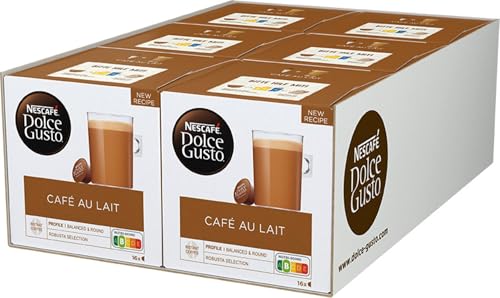 NESCAFÉ DOLCE GUSTO Café au Lait Kaffeekapseln 6er Pack (6 x 16 Portionen) von NESCAFÉ DOLCE GUSTO