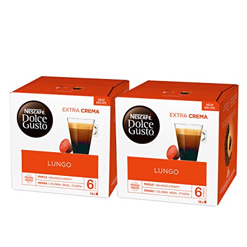 Nescafé Dolce Gusto Caffè Lungo, Kaffe, Kaffekapsel, 2er Pack, 2 x 16 Kapseln von NESCAFÉ DOLCE GUSTO