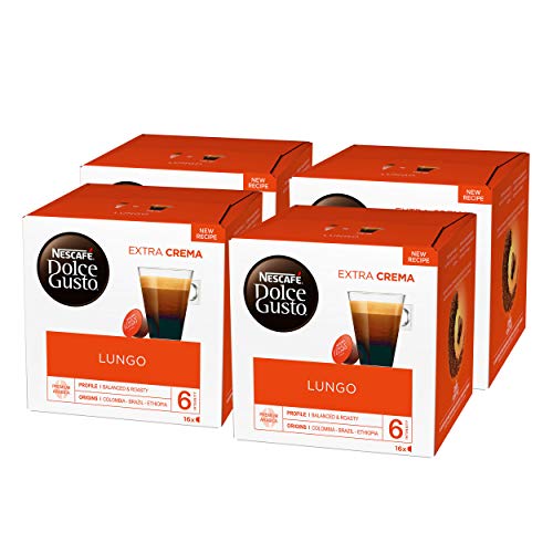 Nescafé Dolce Gusto Caffè Lungo, Kaffe, Kaffekapsel, 4er Pack, 4 x 16 Kapseln von NESCAFÉ DOLCE GUSTO