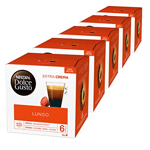 Nescafé Dolce Gusto Caffè Lungo, Kaffe, Kaffekapsel, 5er Pack, 5 x 16 Kapseln von NESCAFÉ DOLCE GUSTO