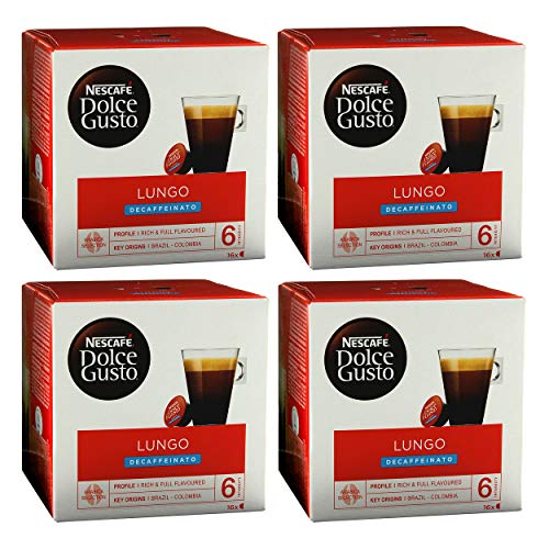 Nescafé Dolce Gusto Caffè Lungo Decaffeinato, Kaffee, Kaffeekapsel, 4er Pack, 4 x 16 Kapseln von NESCAFÉ DOLCE GUSTO