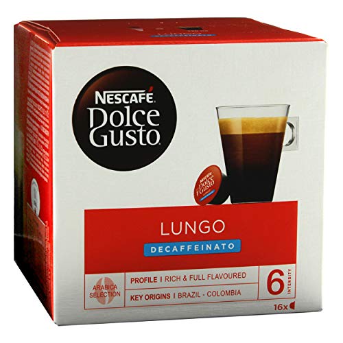 Nescafé Dolce Gusto Caffè Lungo Decaffeinato, Kaffee, Kaffeekapsel, 5er Pack, 5 x 16 Kapseln von NESCAFÉ DOLCE GUSTO