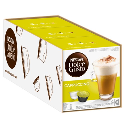 NESCAFÉ Dolce Gusto Cappuccino/48 Kaffeekapseln/Arabica und Robusta Bohnen/Vollmundiger Kaffee und lockerer Milchschaum/Aromaversiegelte Kapseln/3er Pack (3 x 16 Kapseln) von Nescafé