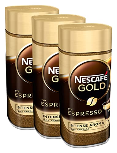NESCAFÉ GOLD Typ Espresso, löslicher Instant-Espresso-Kaffee mit 100% feinen Arabica Kaffeebohnen, koffeinhaltig, mit samtiger Crema, 3er Pack (3x100g) von Nescafé