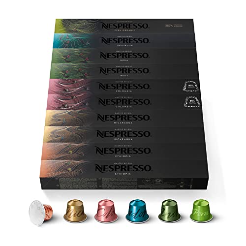 NESPRESSO ORIGINAL, Master Origin Collection, Auswahl von hellen, mittleren und dunklen Röstungen, 100 Kaffeekapseln von Nespresso