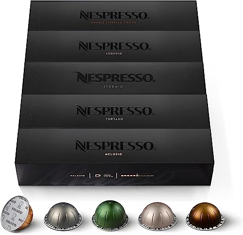 NESPRESSO Vertuo, Auswahl an Signature Kaffee (230ml), Gran Lungo (150ml) und Double Espresso (80ml), Mittlere bis dunkle Röstungen, Kompatibel mit VERTUO Kapselmaschinen, Set aus 50 Kaffeekapseln von Nespresso