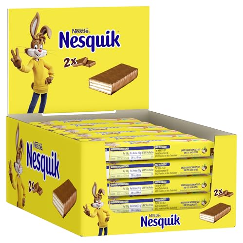 NESQUIK, Knusperwaffel, Leckerer Waffelriegel mit Milchschokolade, 30er Pack (à 2 x 26g) von Nesquik