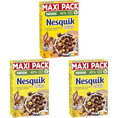 Nesquik Nesquik Nestlé Nesquik Duo, braune und weiße Schoko Cerealien mit Vollkorn, 3er Pack (1 x 585g) von Nesquik