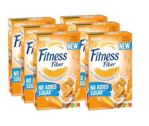 Nestlé FITNESS Fiber Honey Flavor no added sugar Cerealien, knusprige Vollkorn Flakes mit Ballaststoffen, 6er Pack (6 x 310g) von Nestlé Cerealien