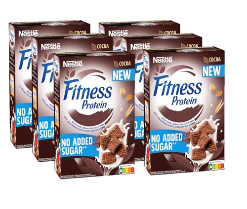 Nestlé FITNESS Protein Cocoa no added sugar Cerealien, knusprige Vollkorn Flakes mit leckerem Kakaogeschmack, 6er Pack (6 x 310g) von Nestlé Cerealien