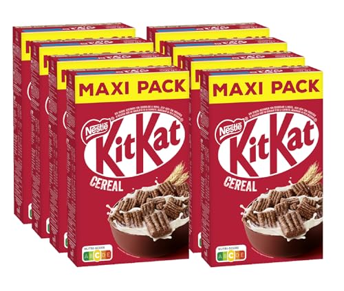 Nestlé KITKAT Cereal, knusprige Frühstücks-Cerealien mit der typischen KITKAT-Waffel und köstlicher Schokolade, 8er Pack (8 x 550g) von Nestlé Cerealien