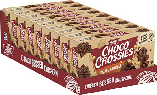 NESTLÉ CHOCO CROSSIES Crunchy Salted Caramel, krosse Flakes, salzige Crisp-Kügelchen & crunchige Karamellstückchen umhüllt von Milchschokolade, 9er Pack (9x140g) von Nestlé Choco Crossies