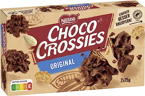 NESTLÉ CHOCO CROSSIES Original, krosse Flakes und knackige Mandeln, umhüllt von zartschmelzender Milchschokolade, 1er Pack (1x2 à 75g) von Nestlé Choco Crossies