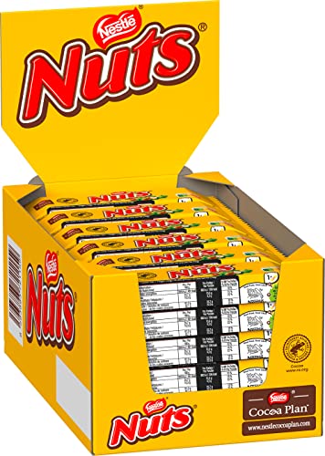 NESTLÉ NUTS Schokoriegel, der Klassiker mit ganzen Haselnüssen & Karamell umhüllt von Milchschokolade, 24er Pack (24x42g) von Nestle Nuts