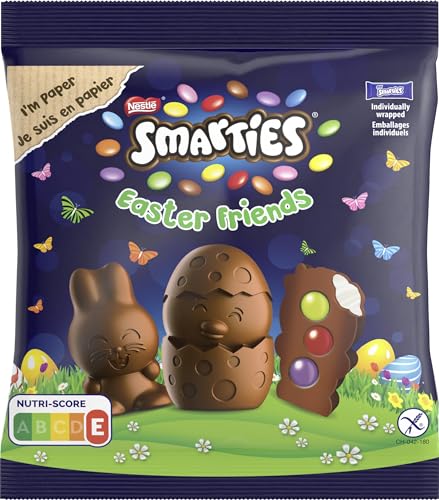 NESTLÉ SMARTIES Easter Friends, osterliche Figuren aus zartschmelzender Milchschokolade mit cremiger Füllung und bunten SMARTIES Mini Schokolinsen, 1er Pack (1 x 65g) von Nestlé Smarties