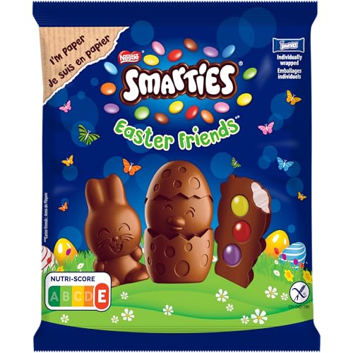 NESTLÉ SMARTIES Easter Friends, osterliche Figuren aus zartschmelzender Milchschokolade mit cremiger Füllung und bunten SMARTIES Mini Schokolinsen, 1er Pack (1 x 65g) von Nestlé Smarties