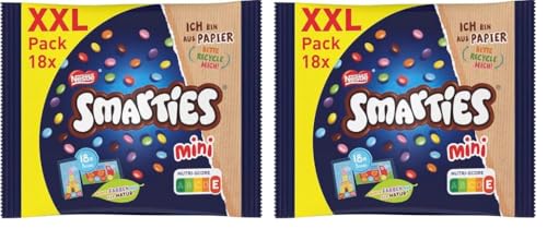 Nestlé SMARTIES Mini XXL Beutel, bunte Schokolinsen, ideal zum Teilen und Snacken mit Familie und Freunden, Farben aus der Natur, Recycelbare Verpackung, 2er Pack (1 x 259g) von Nestlé Smarties