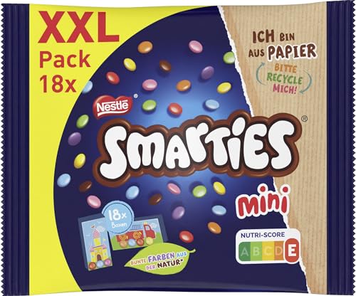 SMARTIES Mini XXL Beutel, bunte Schokolinsen, ideal zum Teilen und Snacken mit Familie und Freunden, Farben aus der Natur, Recycelbare Verpackung, 1er Pack (1 x 259g) von Nestlé Smarties