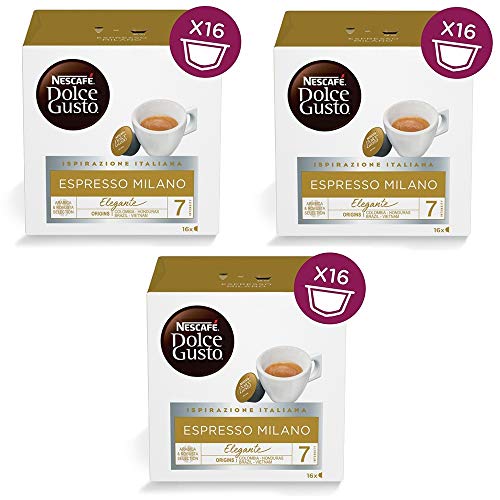 3x Nescafé Dolce Gusto Caffé Espresso Milano, Kaffeekapsel, Kaffee, 16 Kapseln von Nestlé