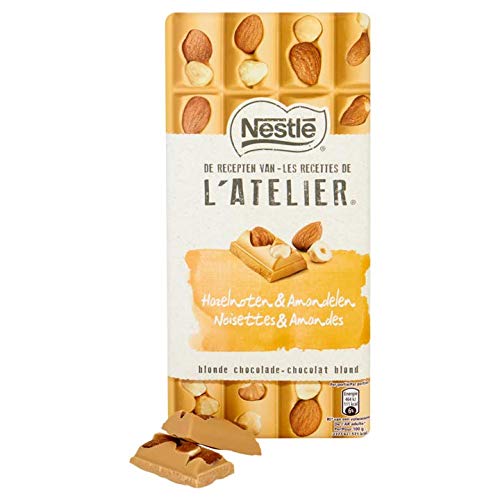 Haselnuss-Mandel-Schokoriegel | Nestlé | L'ATELIER Blonde Schokolade Haselnüsse und Mandeln | Gesamtgewicht 195 Gramm von Nestlé