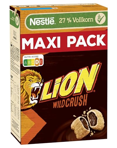 LION LION Nestlé Cerealien LION WildCrush, Schoko & Karamell Frühstücks-Cerealien, 1er Pack (1x600g) von Nestlé