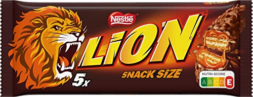 LION Schokoriegel mit Karamell, Snack mit Biss, knackige Schokolade und knusprige Crisps, Karamellfüllung, das besondere Beißerlebnis, 1er Pack (à 5 x 30g) von Nestlé