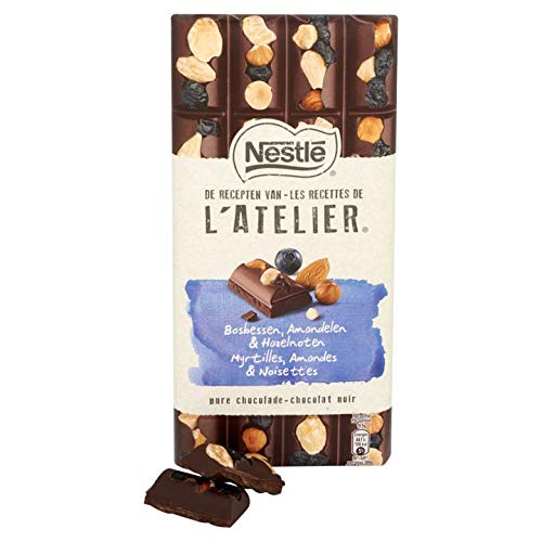 NESTLE L'ATELIER Dunkle Schokolade mit kandierten Blaubeeren, Haselnüsse und Mandeln, 195 gr von Nestlé