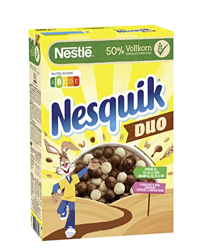 NESTLÉ Nesquik Duo Cereals, braune und weiße Schoko Cerealien mit Vollkorn (1 x 325 g) von Nesquik