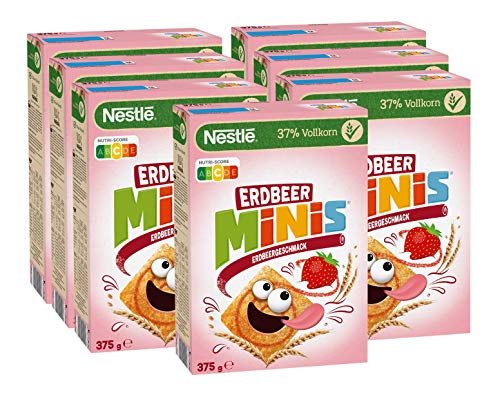 NESTLE Nestlé Erdbeer Minis, Cerealien mit Erdbeergeschmack und Vollkorn, 7er Pack (7x375g) von Nestlé