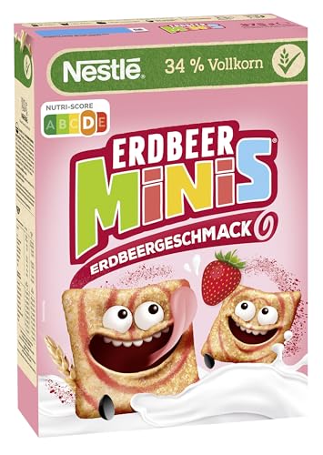 Nestlé Cerealien Nestlé Erdbeer Minis, Cerealien mit Erdbeergeschmack und Vollkorn, 1er Pack (1x375g) von Nestlé