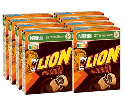 Nestlé Cerealien LION WildCrush, Schoko & Karamell Frühstücks-Cerealien, 8er Pack (8x360g) von Nestlé