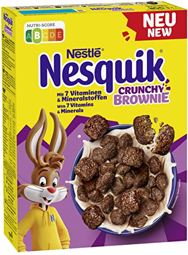 Nestlé NESQUIK Crunchy Brownie, knusprige Frühstücks-Cerealien mit Schoko-Stückchen und einer innovativen Form für den extra Crunch, 1er Pack (1 x 300g) von Nestlé