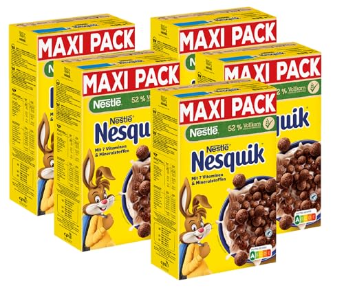 Nestlé Nesquik Knusper-Frühstück, Schoko Cerealien mit Vollkorn, 5er Maxipack (5 x 625g) von Nestlé