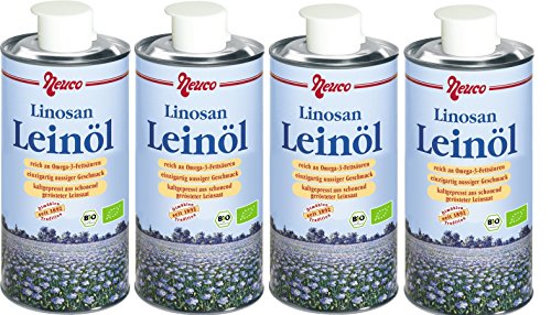 Leinöl, Bio, aus gerösteter Leinsaat schonend kaltgepresst, 4 x 500ml von Neuco