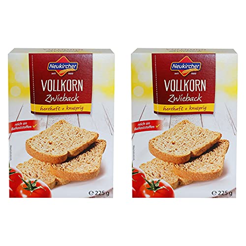 2er Pack Neukircher Vollkorn Zwieback 2 x 225 g Vollkornzwieback von Neukircher Zwieback GmbH