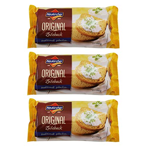 3er Pack Original Neukircher Zwieback (3 x 100 g) herzhaft & knusprig leicht verdaulich vollmundiger Geschmack von Neukircher Zwieback GmbH