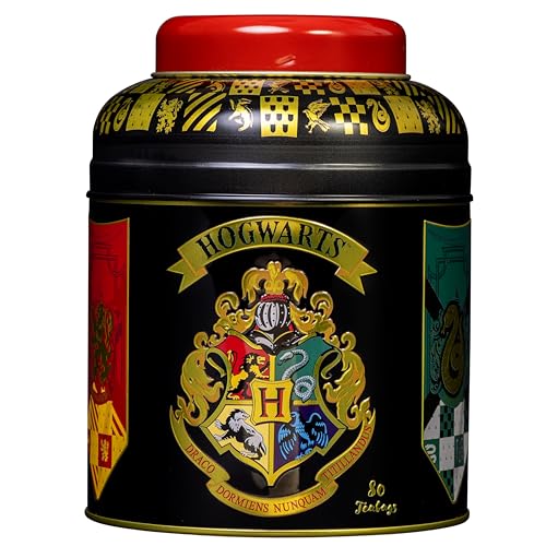 New English Teas Harry Potter Hogwarts-Hauswappen Teedose mit 80 englischen Frühstücks-Teebeuteln von New English Teas