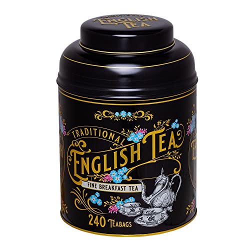 New English Teas Teedose im viktorianischen Stil, mit 240 Teebeuteln, Schwarz von New English Teas