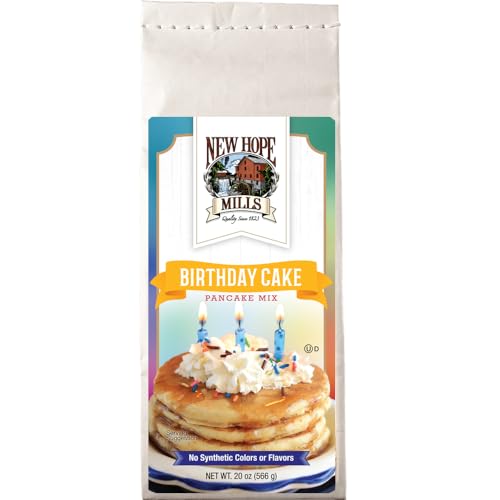 New Hope Mills Geburtstagskuchen-Pfannkuchen-Mix – keine synthetischen Farben oder Aromen: Feiern Sie köstlich! - 590 ml von New Hope Mills