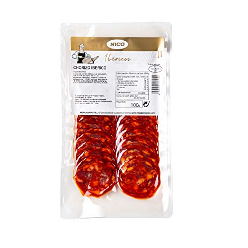 Nico Jamones Chorizo Iberico (Pata Negra) Aufschnitt 100g von Nico Jamones S.L.