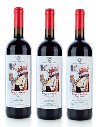 3 Flaschen King of Hearts Rot trocken (750ml/11,5%) Nico Lazaridi aus Griechenland + 10 ml griechisches Olivenöl im Probiersachet von Nico Lazaridi