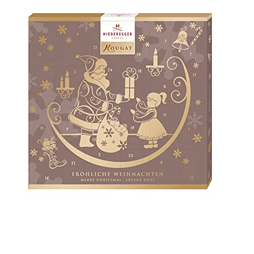 Niederegger Adventskalender Nougat Minis, Geschenk für Nougat-Liebhaber, 2er Pack (2 x 180 g) von Niederegger