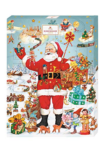 Niederegger Adventskalender Weihnachtsmann, nostalgisches Design, gefüllt mit Niederegger Marzipan, 1er Pack (1 x 500 g) von Niederegger