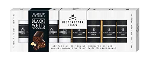 Niederegger Klassiker des Jahres 2019 Black & White, Kakao Marzipan mit weißer und dunkler Schokolade verfeinert, 4er Pack (4 x 100) von Niederegger