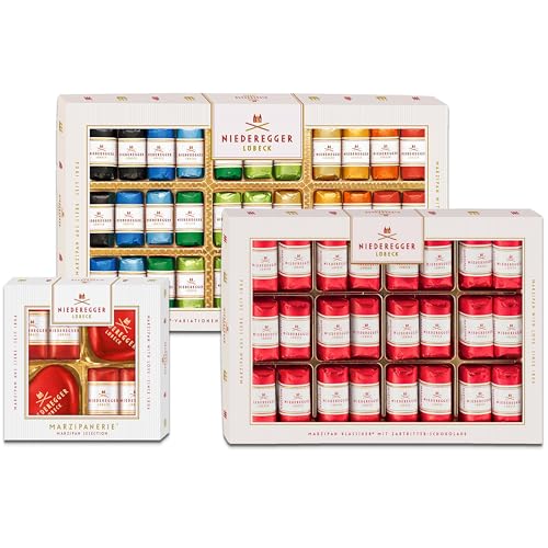 Niederegger Marzipan Variation 400g + Marzipan Klassiker 300g + Marzipanerie 75g 3er Set – für Marzipanliebhaber, als Geschenkidee & Genießer hochwertiger Schokoladenspezialitäten von Niederegger