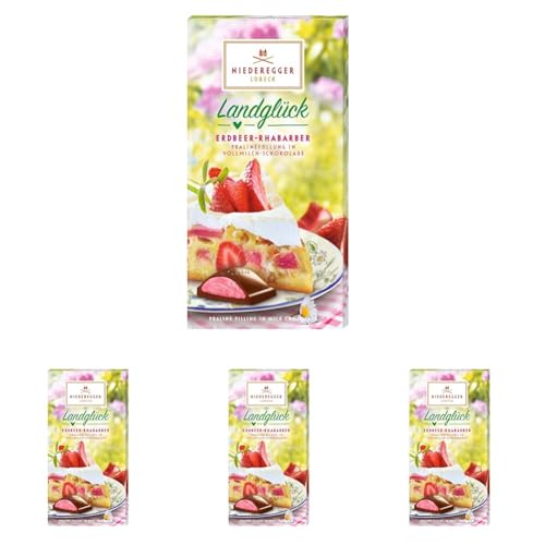 Niederegger Pralinen-Tafel Erdbeer-Rhabarber 100 g (Packung mit 4) von Niederegger