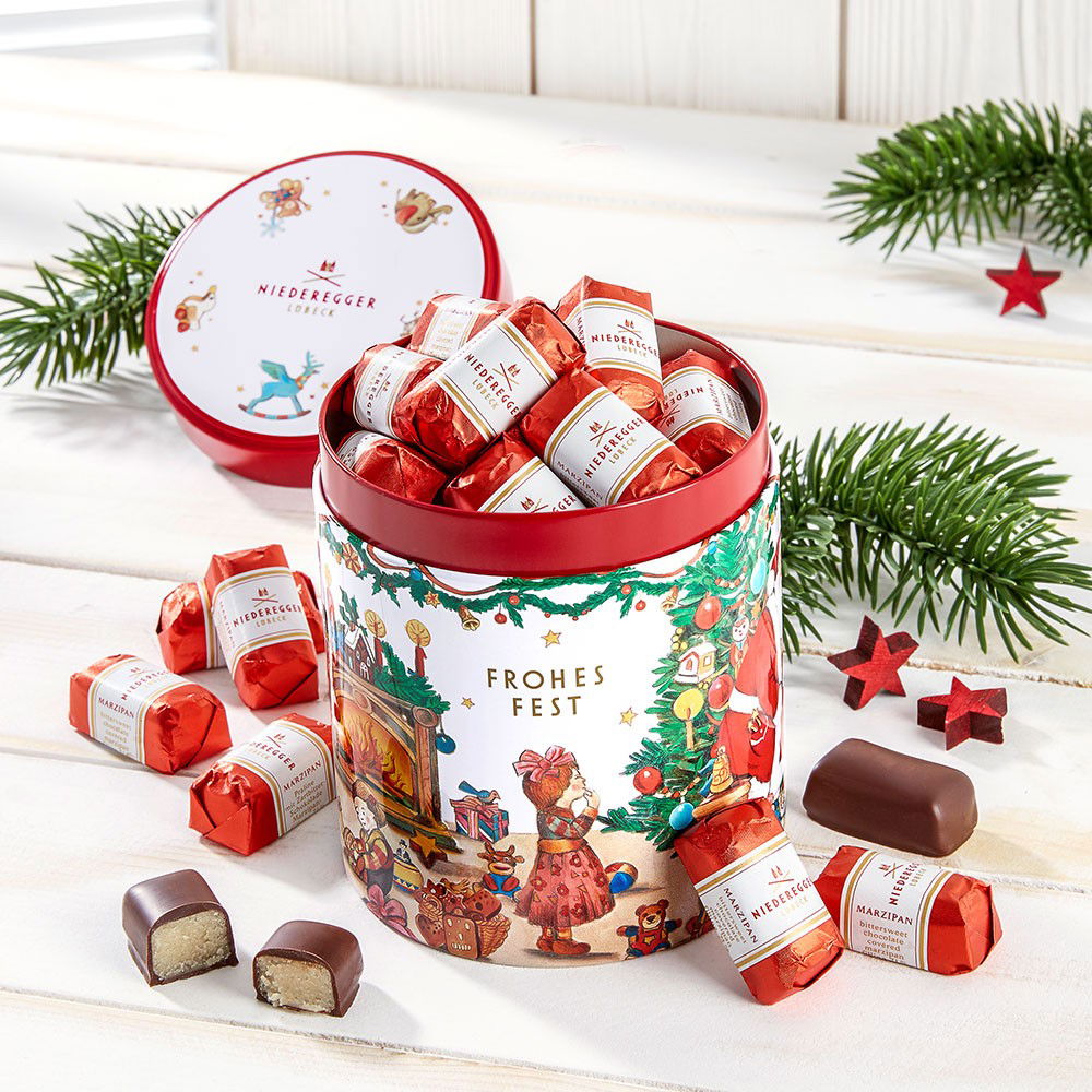 Niederegger Weihnachtsdose mit Marzipan Klassikern von Niederegger