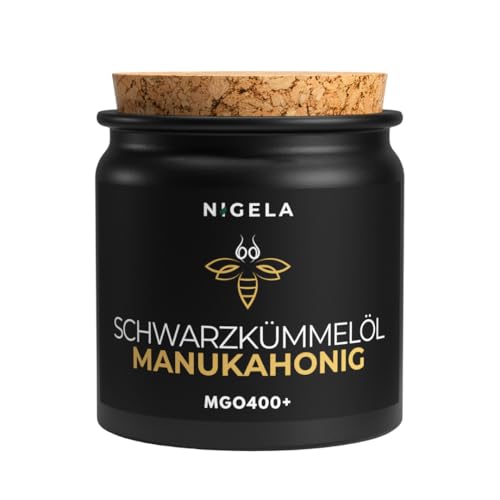 Nigela Manuka Honig MGO 400+ mit Schwarzkümmelöl - Echter Wundheilhonig mit hohem Thymochinongehalt - Zertifizierter & Laborgeprüfter Manukahonig aus Neuseeland - 160g von Nigela