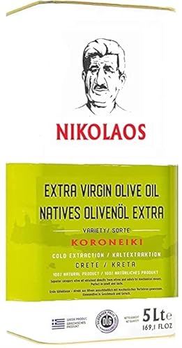 Olivenöl 5L aus Kreta, Griechenland 'Nikolaos' – Premium Qualität 0,3%, Kaltgepresst, Extra Vergine-Nativ, Reich an Polyphenolen, MHD: Jan 2026 von Nikolaos & Dimitrios Family Corporation