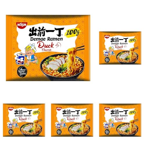 Nissin Demae Ramen – Ente, Einzelpack, Instant-Nudeln japanischer Art, mit Entenfleisch-Geschmack, Knoblauch & asiatischen Gewürzen, schnell & einfach zubereitet, asiatisches Essen (1 x 100 g) von Nissin